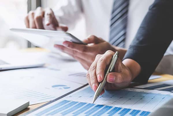 reviewing financial documents